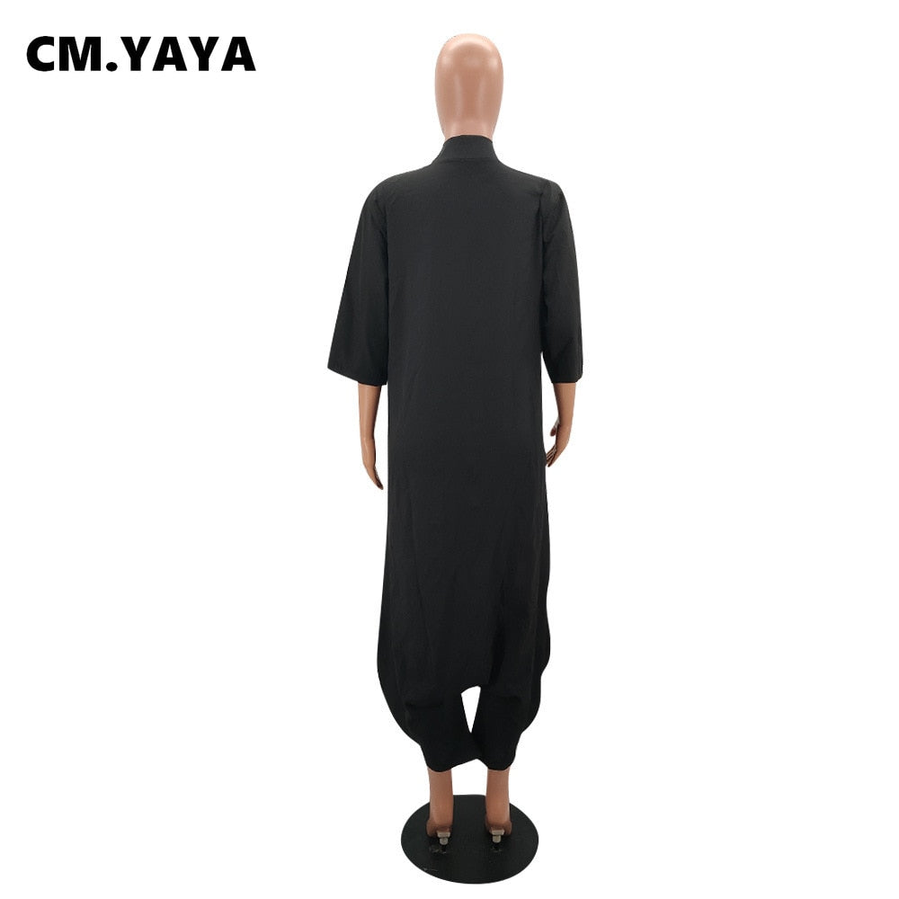 Jumpsuit Solid Half Sleeve Single Breasted Loose Ankle Length