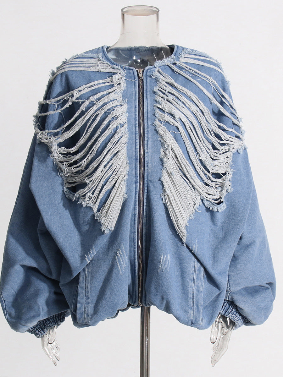 Patchwork Pockets Casual Loose Denim Jacket
