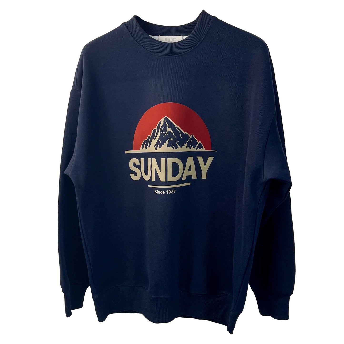 TPYSTART American Retro Round Neck Sweater Men's Fashion Loose Thin Casual High Street Washed Tops Unisex Model