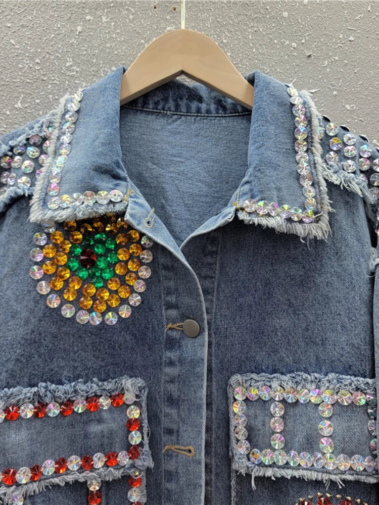 Spliced Diamonds Denim Jacket