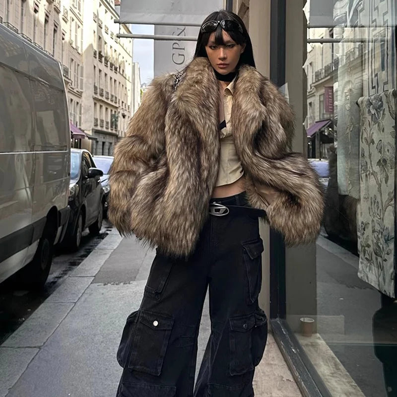 Women's fur coat raccoon fur coat