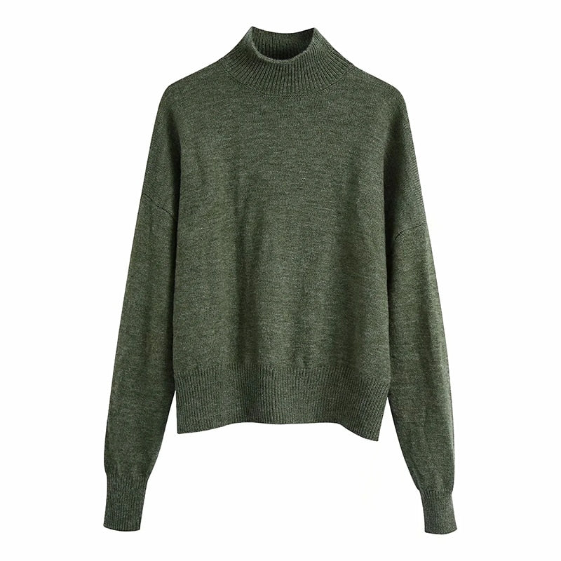 Women Fashion Solid Knit Sweater Top