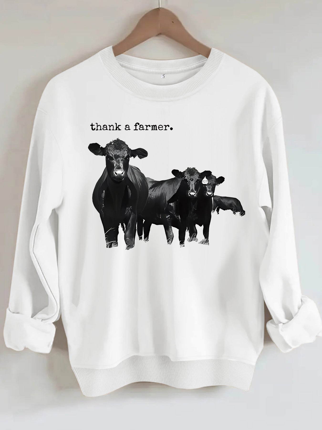 Cowboy and letter printed long sleeved sweatshirt