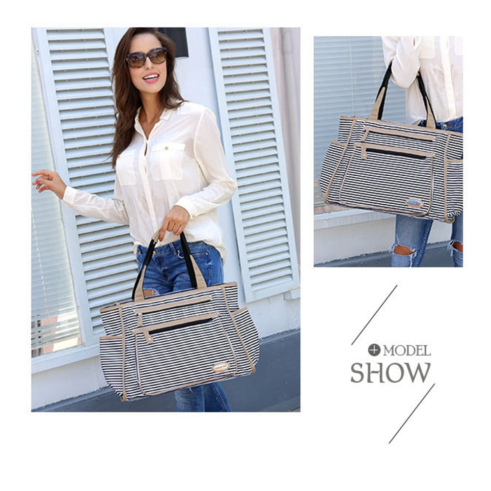 Colorland Black White Stripes Baby Diaper Bag