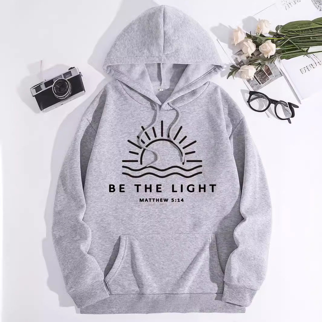 Hooded long sleeved hoodie loose top