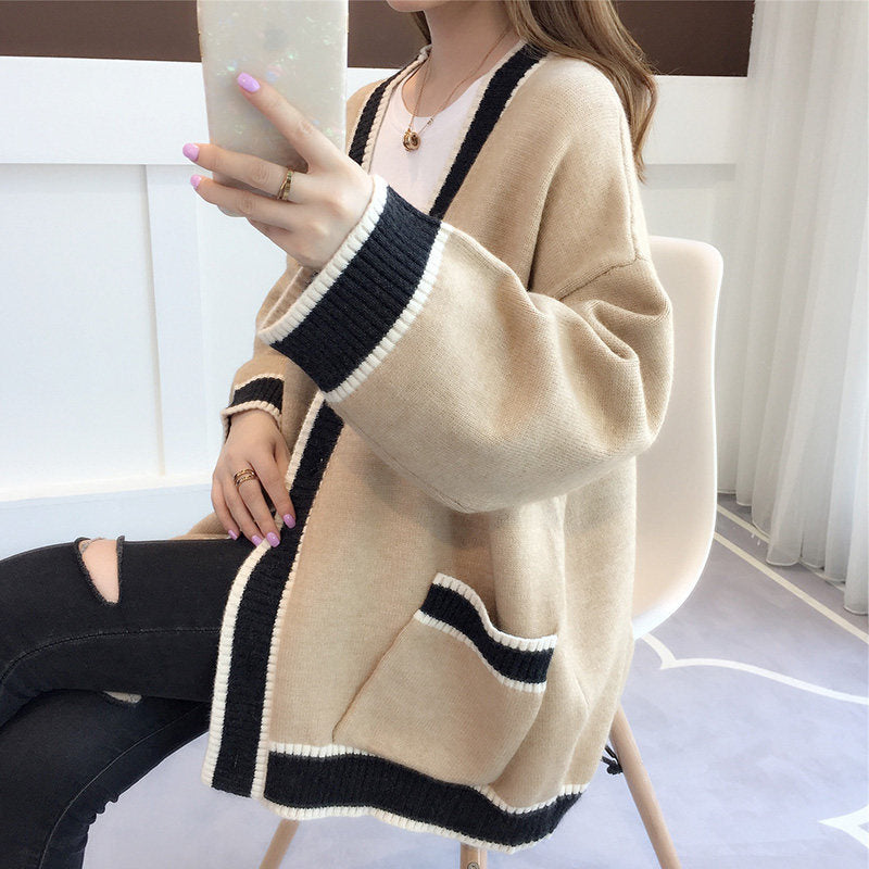 Winter Long Sleeve V-neck Casual Cardigan