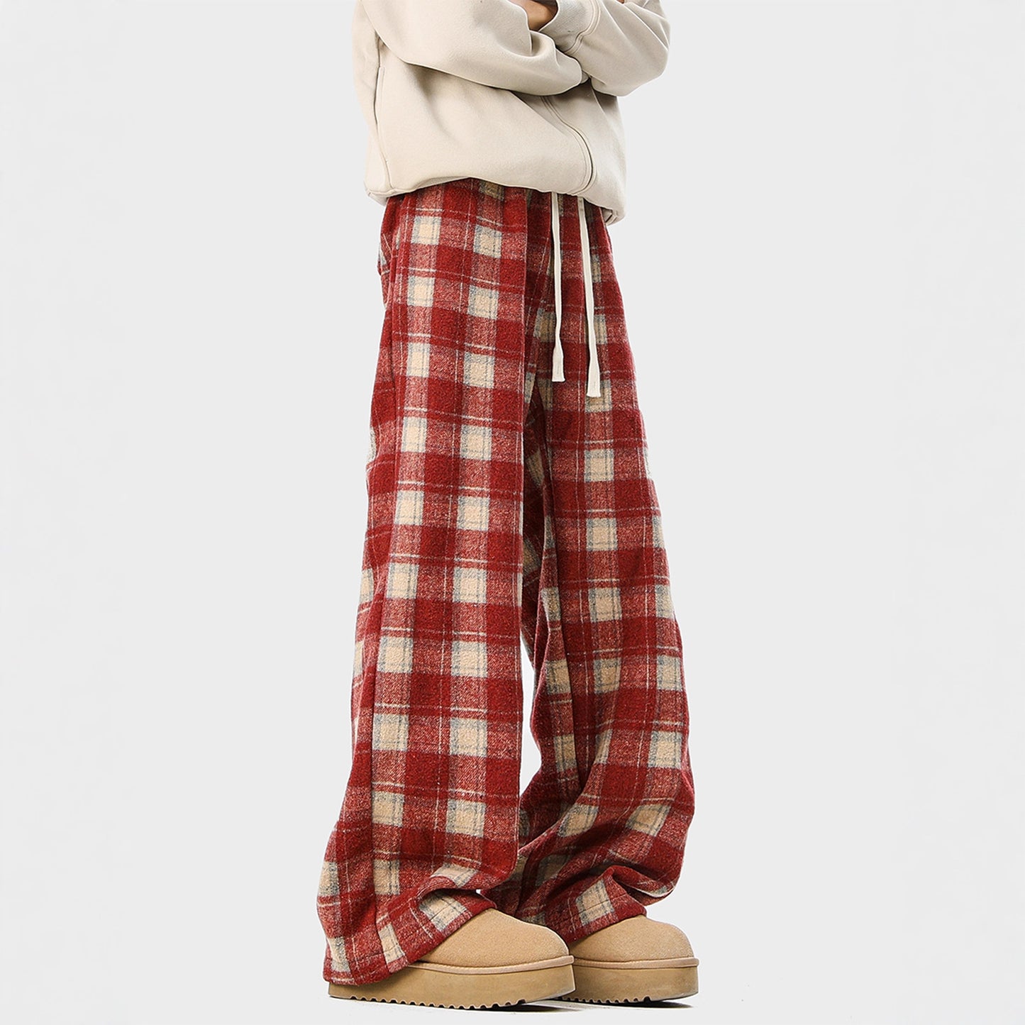 Casual Checked Drawstring Pants