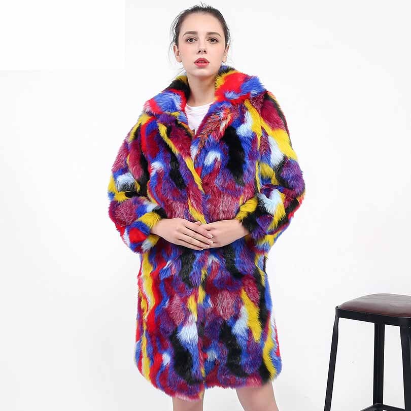 NEW Faux Fur Coats Colourful Jacket