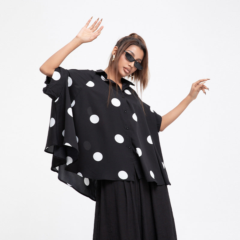 Ruffled Shirts Women's Design Sense Niche Tops Chiffon Shirts Summer Shirts Short Sleeve Clothing