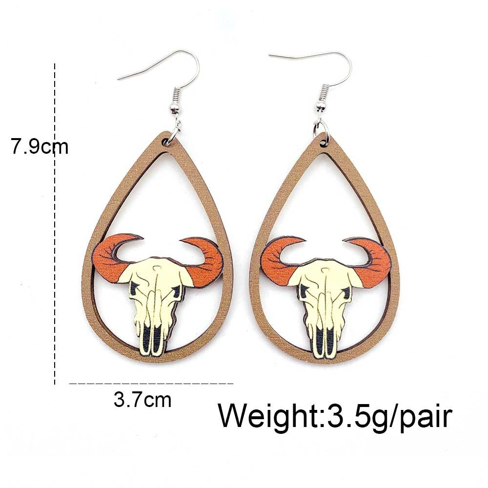 Western Cowboy Wooden Earrings