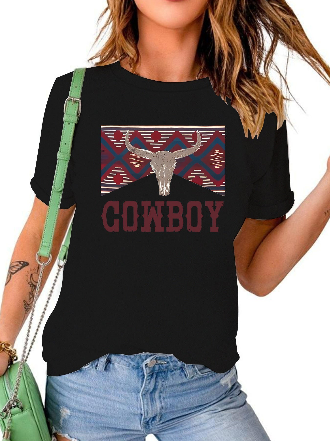COWBOY pattern new short sleeved shirt