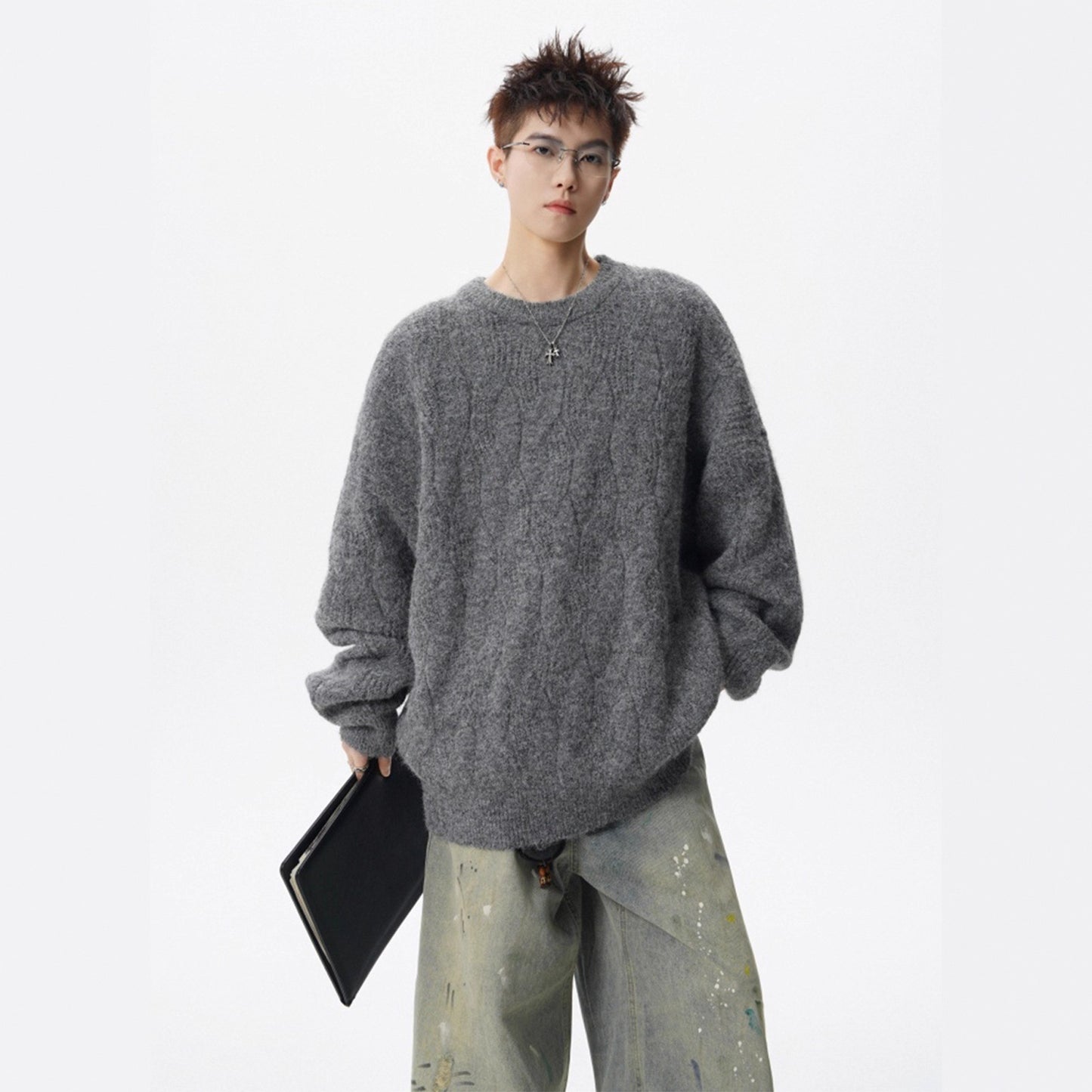 Style Cable Knit Crewneck Sweater