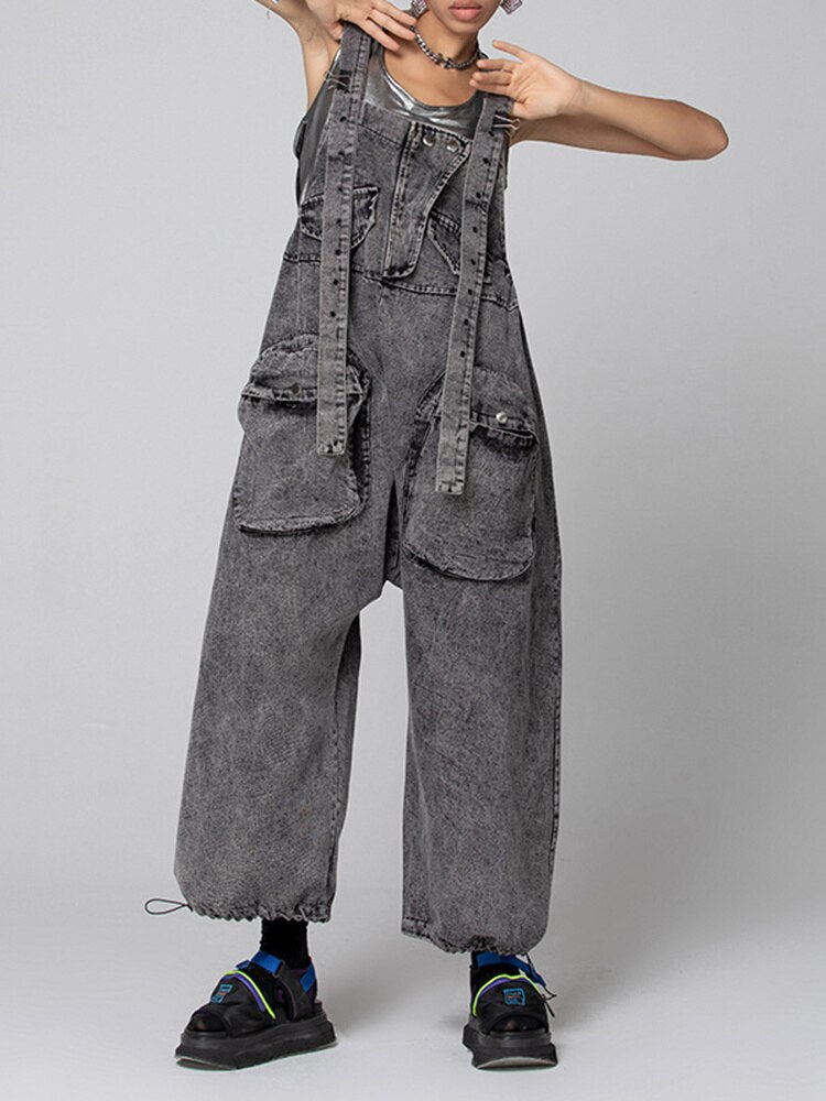 Trendy Ladies Denim Bibs Maternity Workwear Jumpsuits