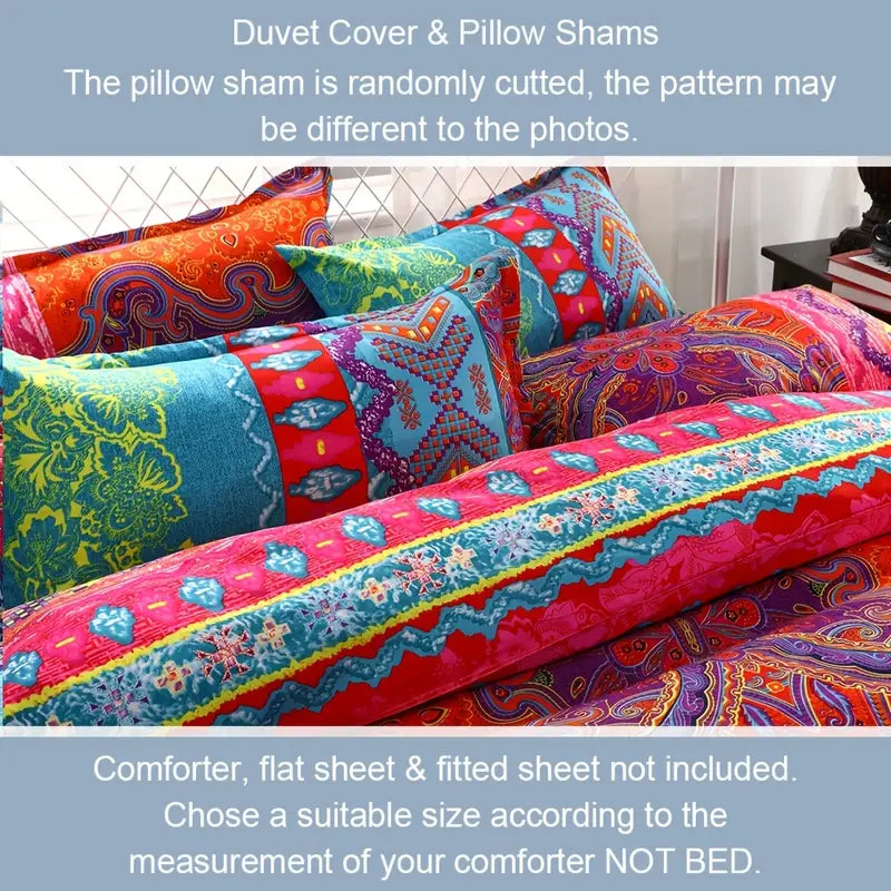 Boho Chic 3-Piece Duvet Set with Pillowcases