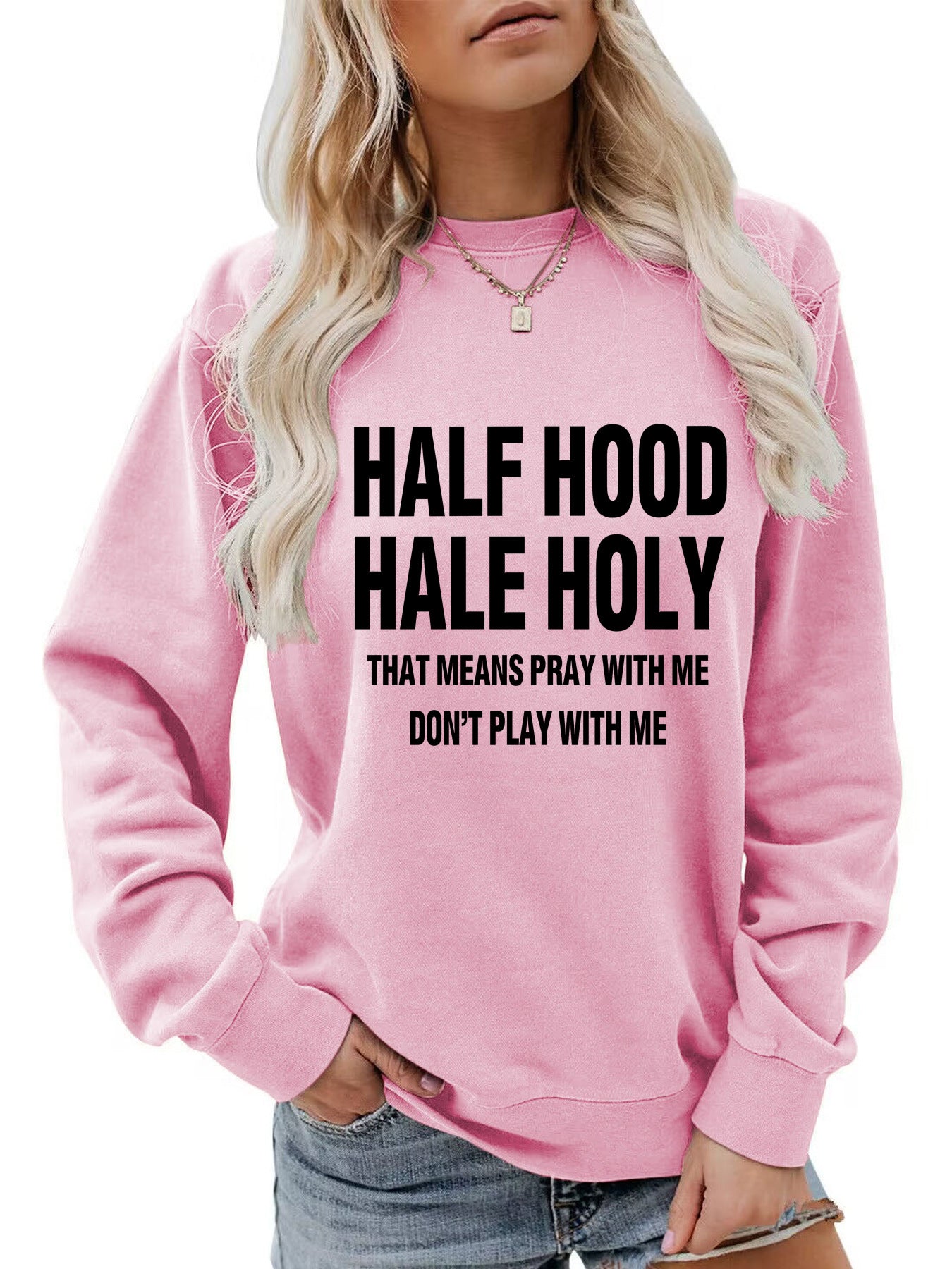 Hoodie round neck letter print