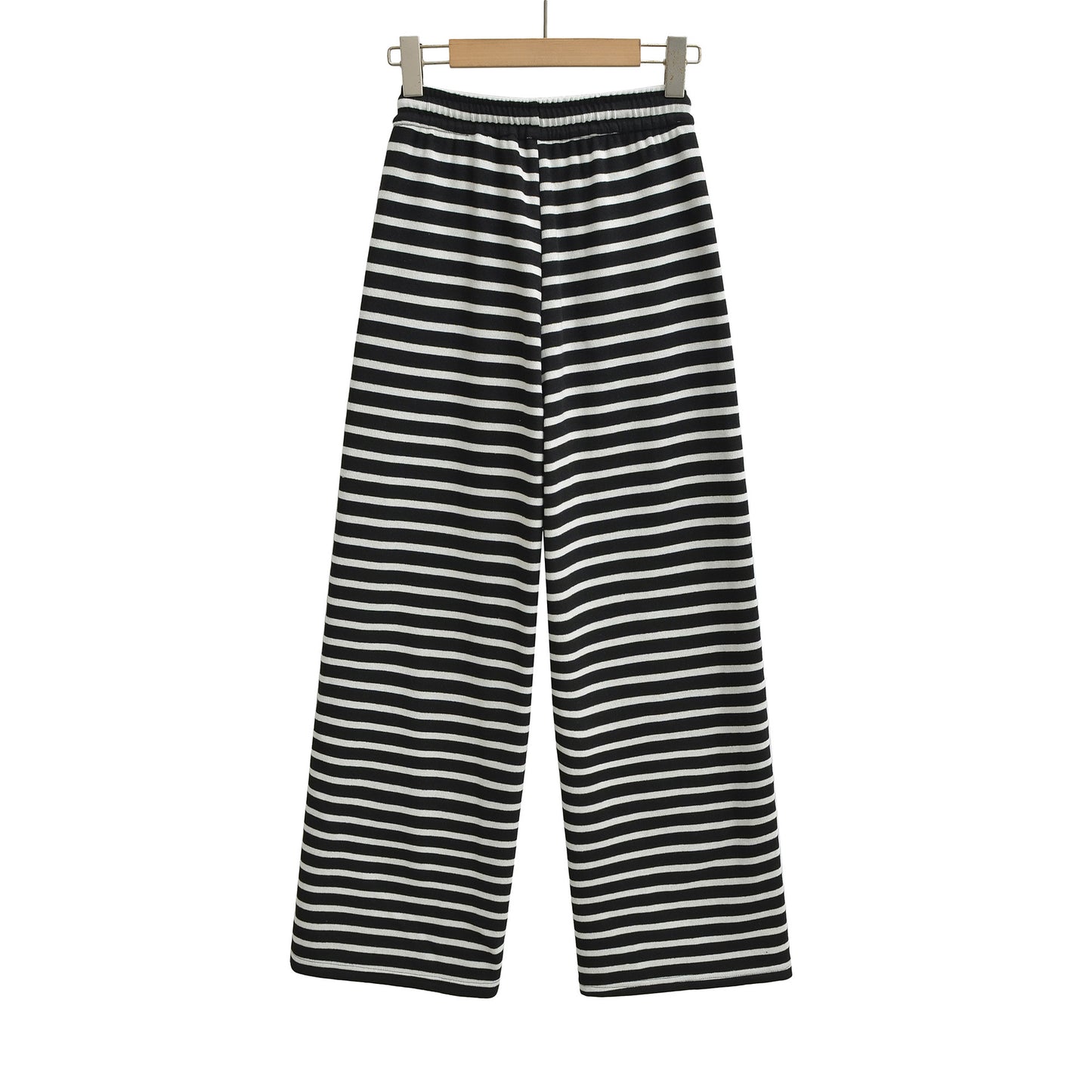 Drawstring elastic waist striped loose pants