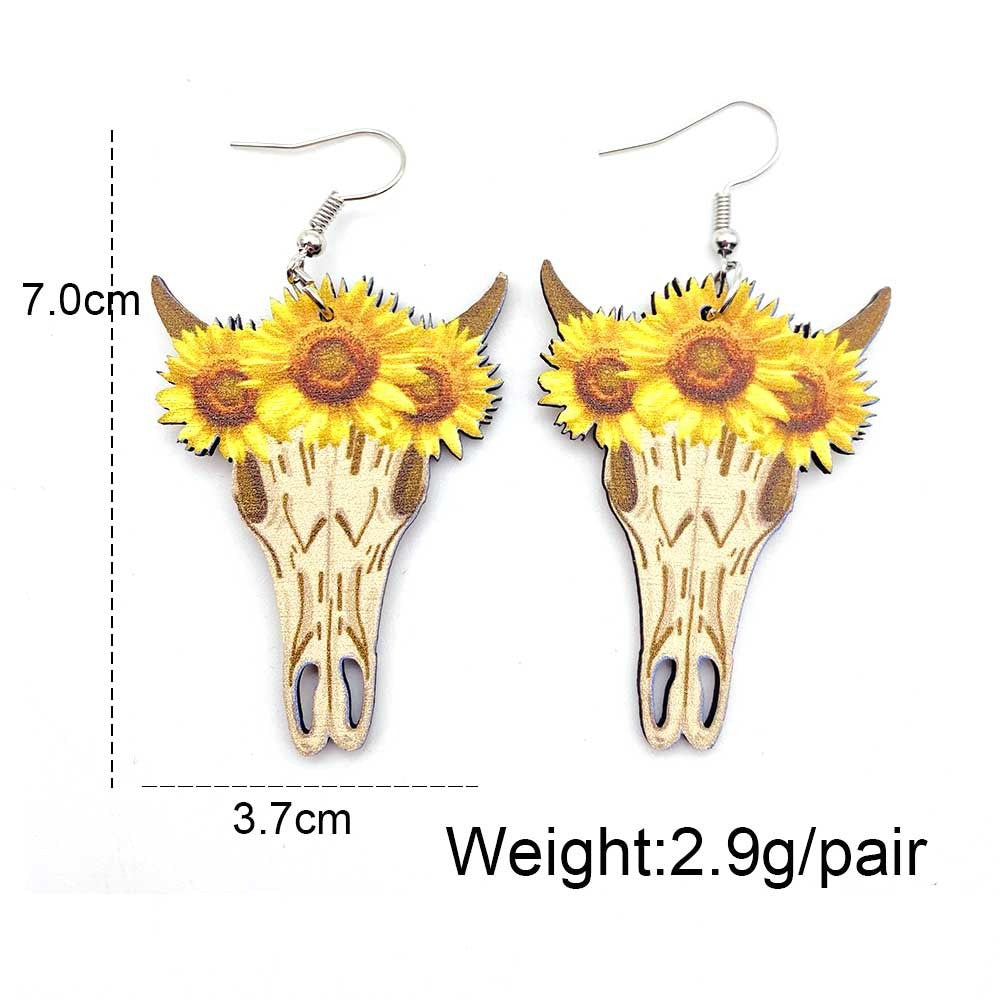 Western Cowboy Wooden Earrings