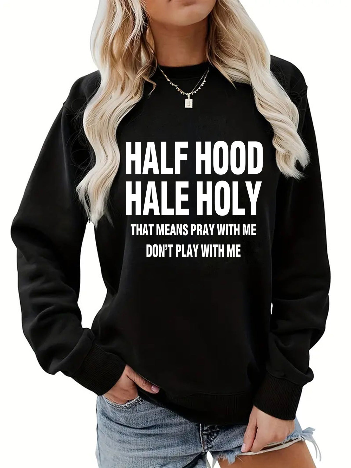 Hoodie round neck letter print