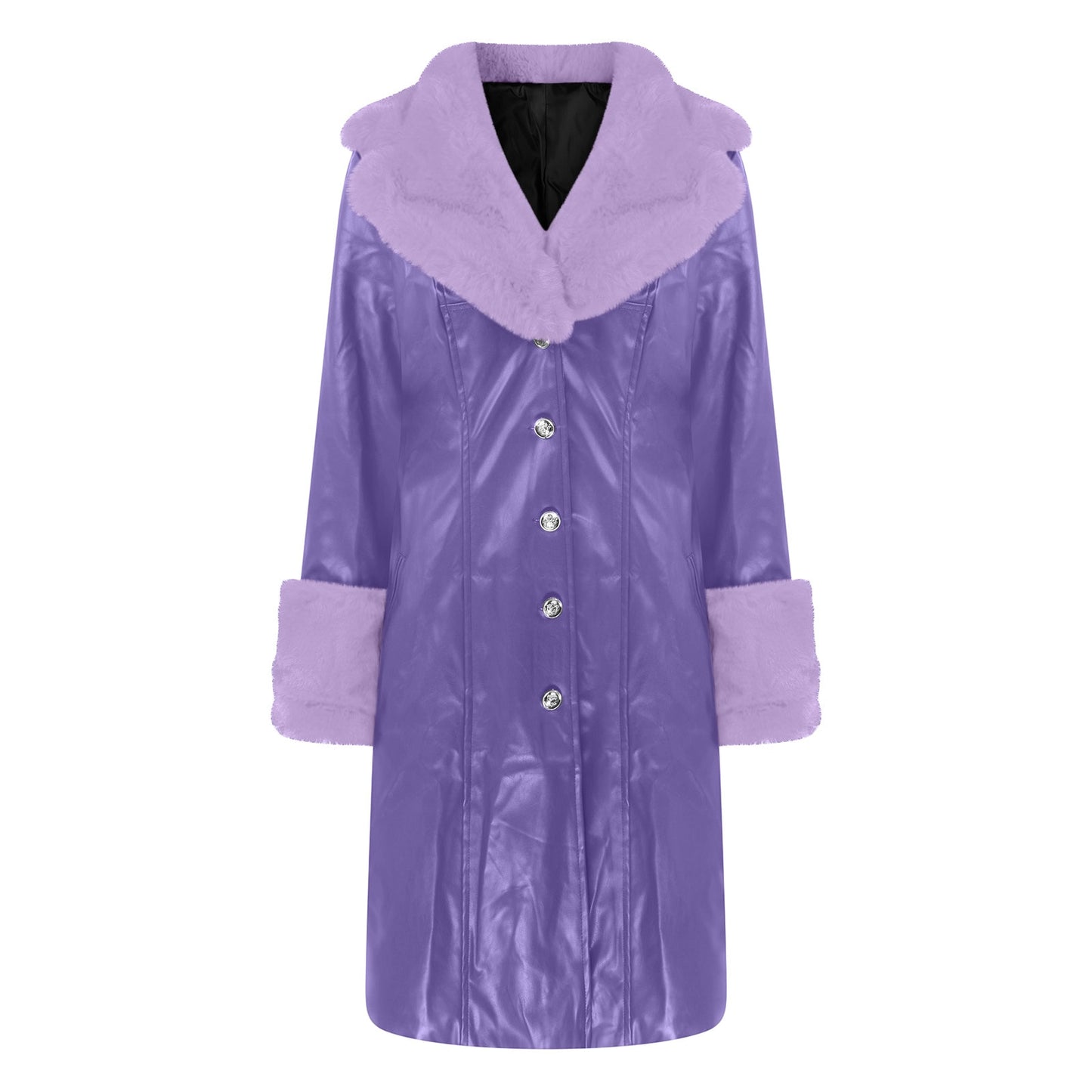 Splice Large Fur Collar Zipper Coat