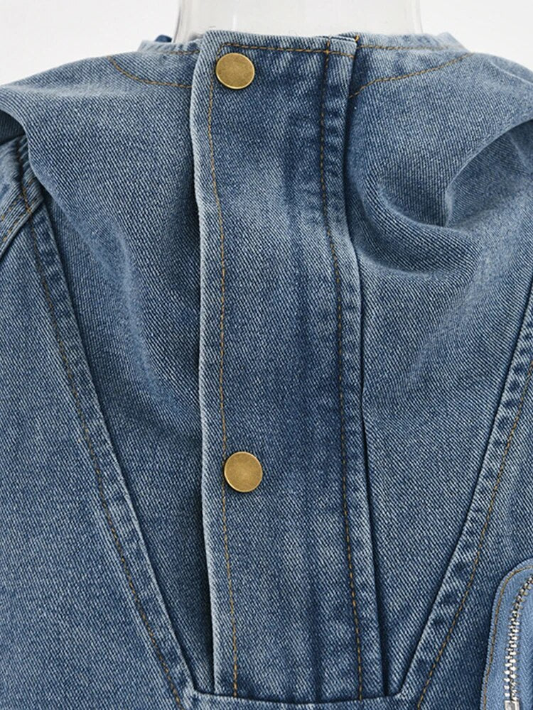 Patchwork Pockets Casual Denim Jackets