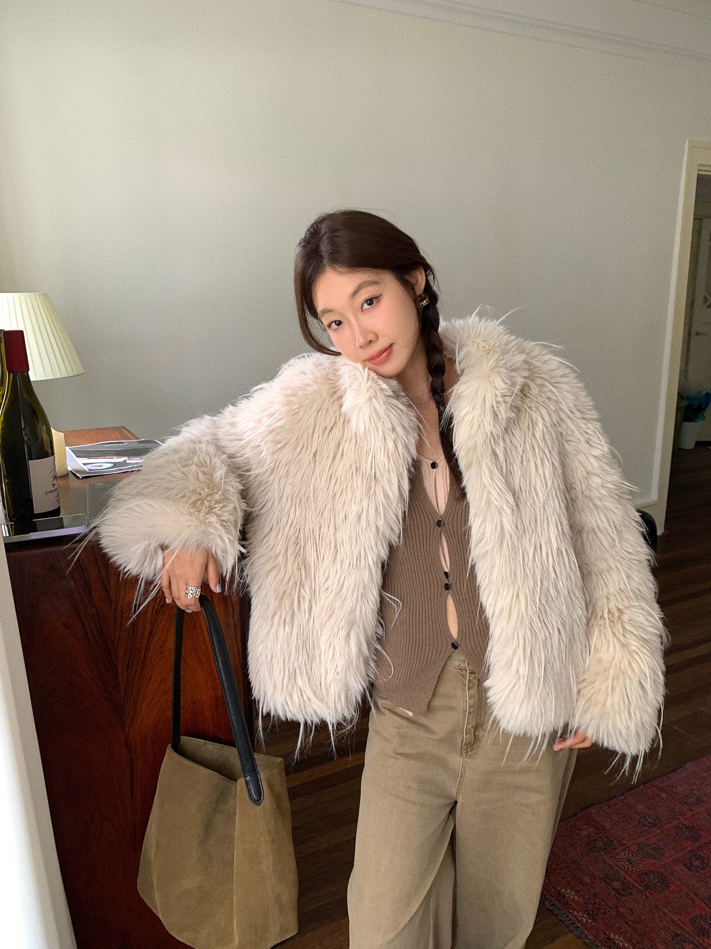 Streetwear Faux Mongolian Sheepskin Fur Coat