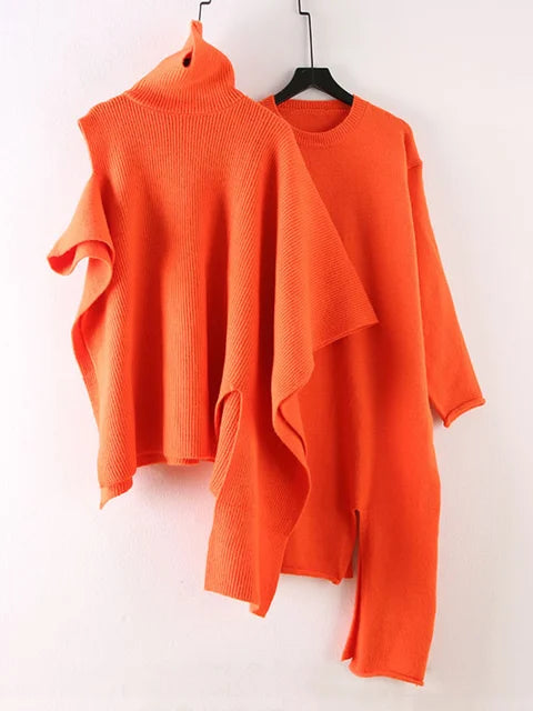 Women Suit Solid Turtleneck