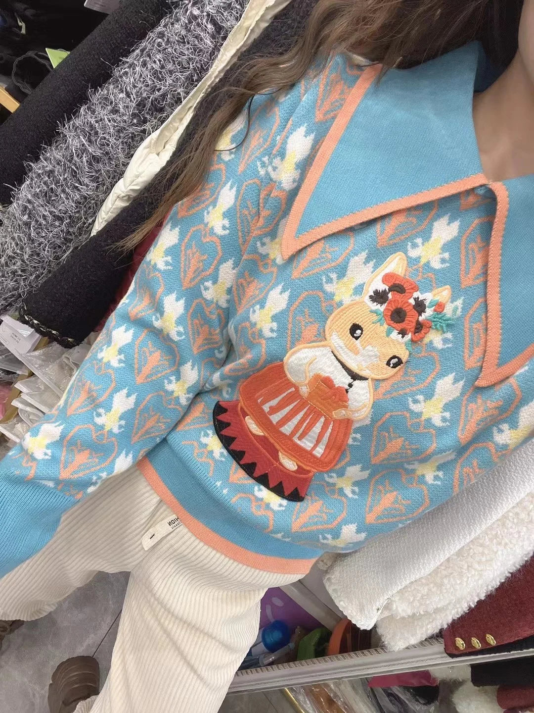 Embroidered Jacquard Knit Sweater