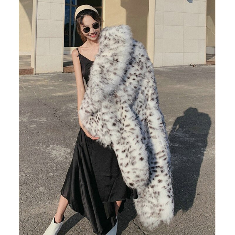 Winter imitation fox fur young leopard-print fur coat