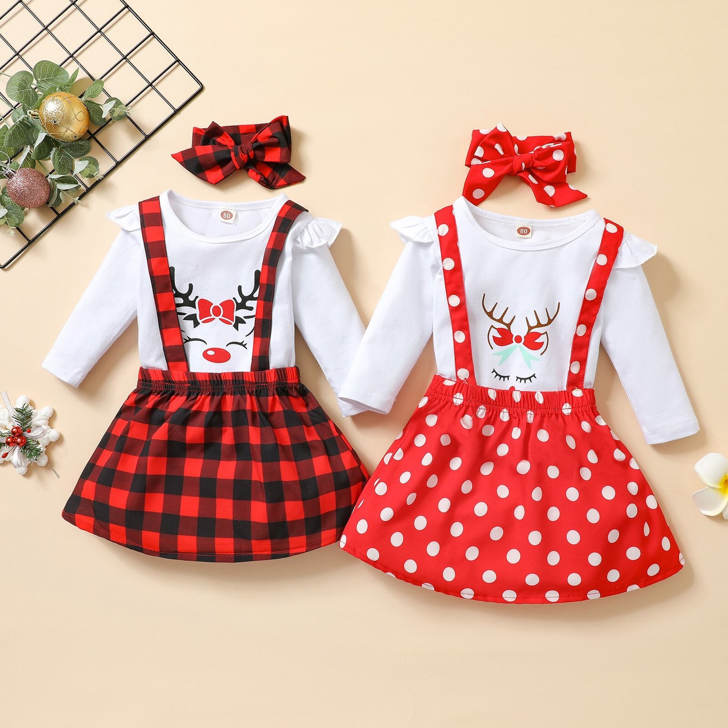 3Pcs Christmas Little Girls Outfit,