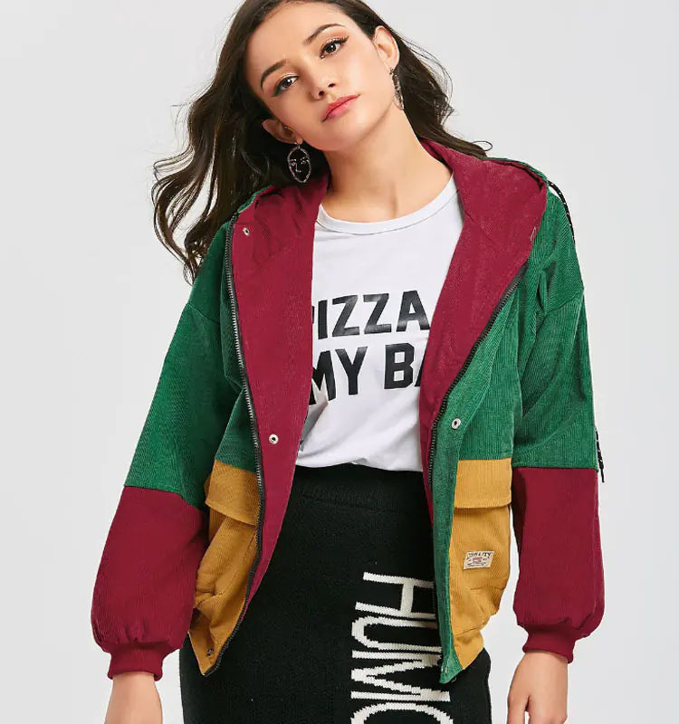 Chic Oversized Corduroy Patchwork Jackets