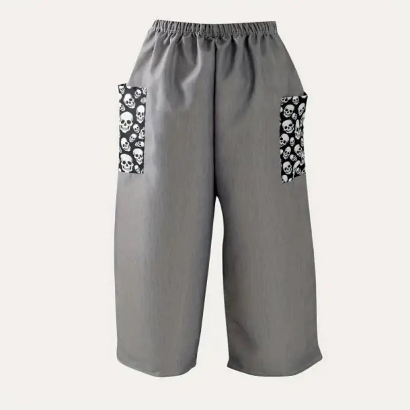 Boho Skull Print Wide-Leg Pants for Women