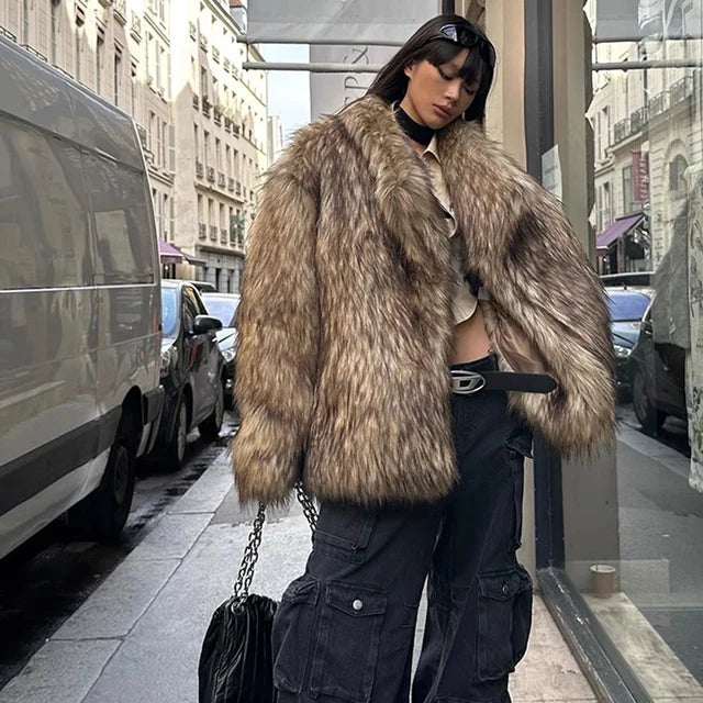 Women's fur coat raccoon fur coat