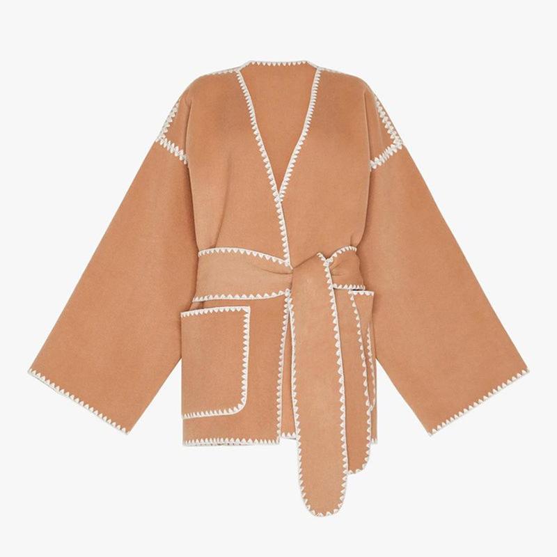 Elegant Lace Up Women Coat