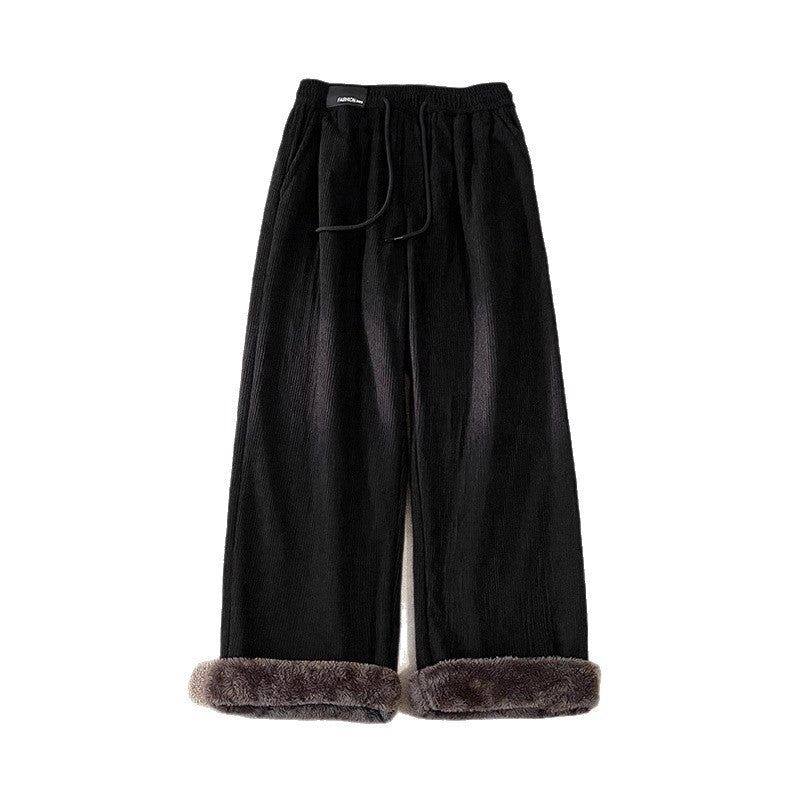 Fleece-Lined Thickened Lamb Velvet Pants