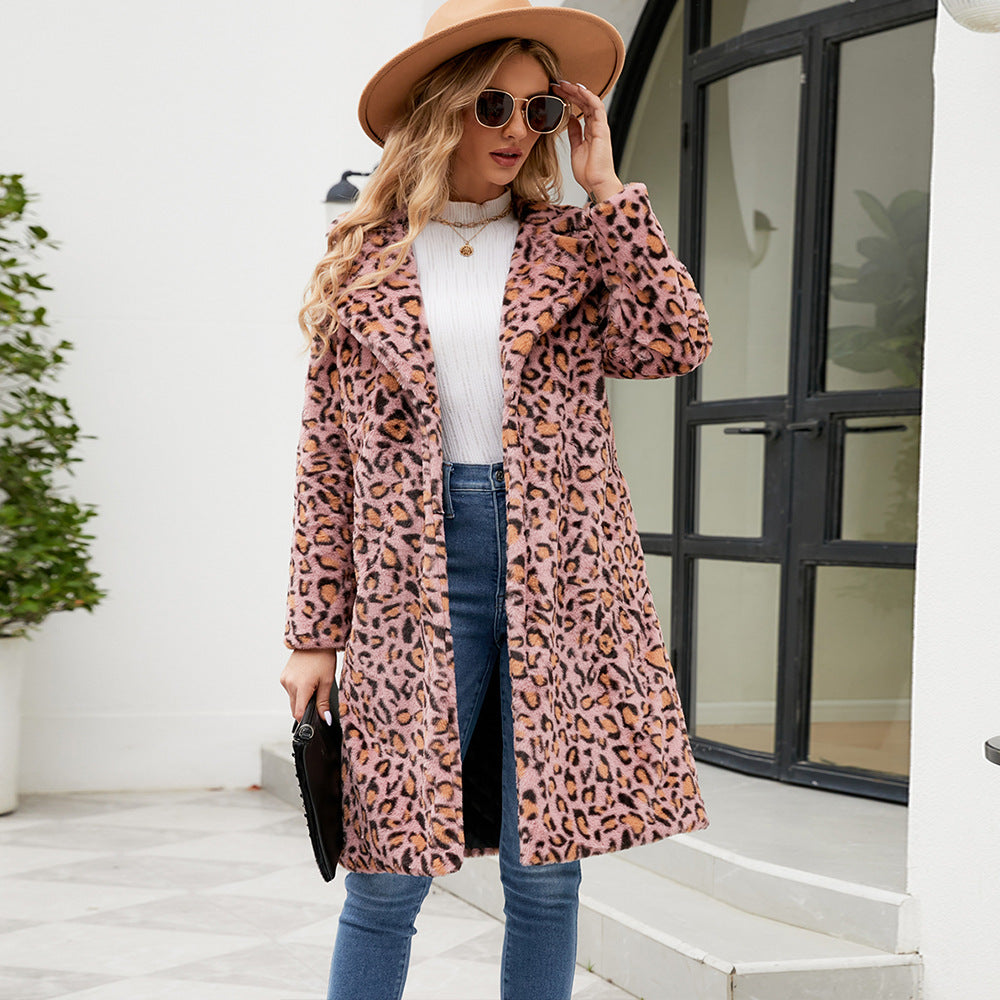 Square collar faux fur coat plush long jacket