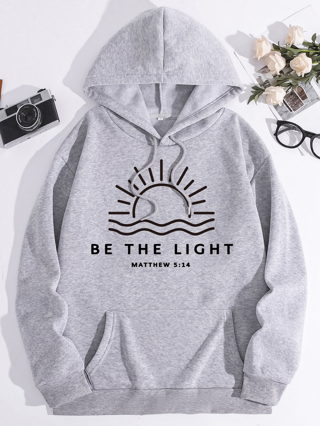 Hooded long sleeved hoodie loose top