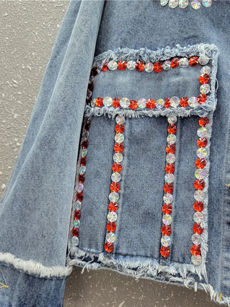 Spliced Diamonds Denim Jacket