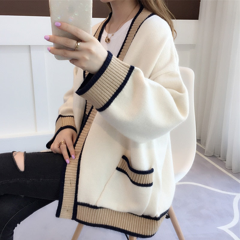 Winter Long Sleeve V-neck Casual Cardigan