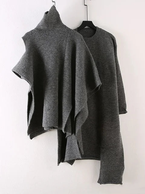 Women Suit Solid Turtleneck