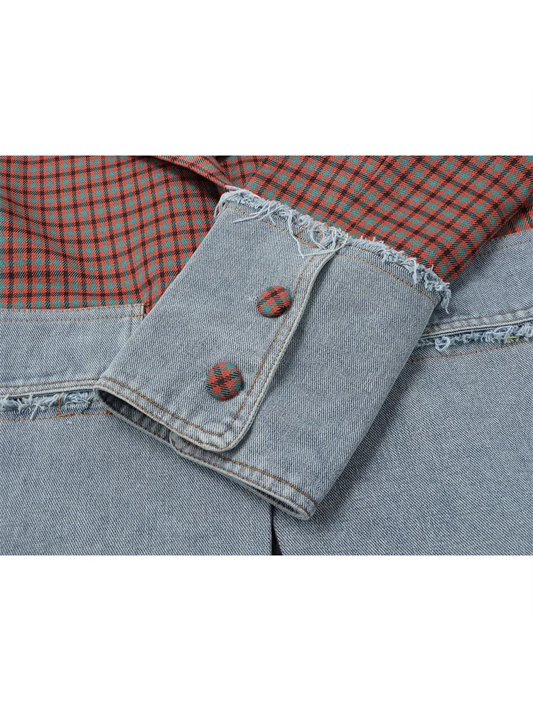 Women Plaid Patchwork Suit Jacket