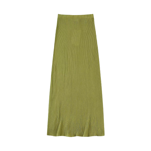 2Pcs Casual Ribbed Knit Coat Top + Ribbed Knit  Skirt