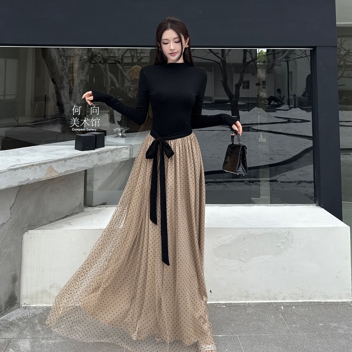 Wave Point French Pure Desire Style Elegant Large A-list Dress