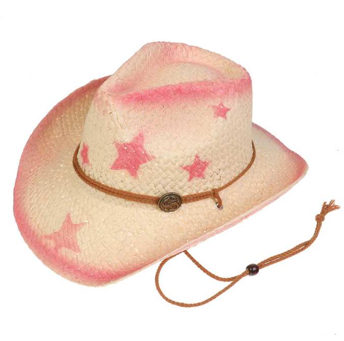 Cowboy Straw Hat Cross border Western Cowboy Hat Outdoor Seaside Tourism Hollow Camping Beach Sunshade Hat