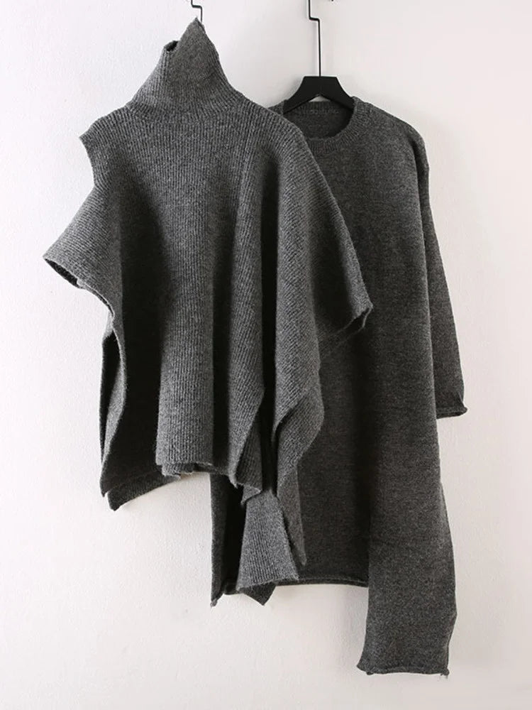 Women Suit Solid Turtleneck