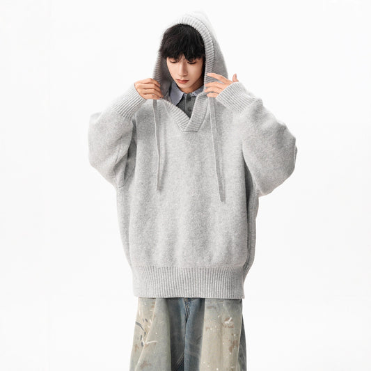 Classic V-neck Hooded Sweater