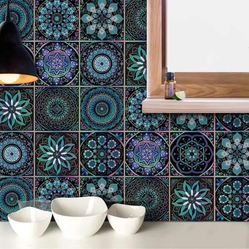 10pcs Boho DIY Peel and Stick Waterproof Tile Stickers