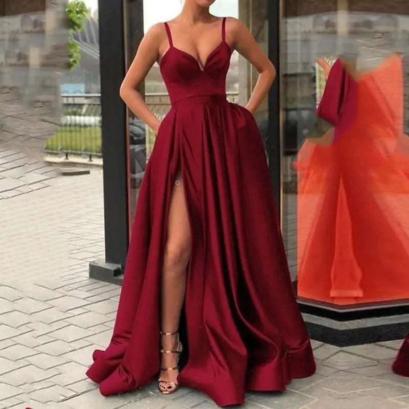 Elegant Satin Halter Party Dress
