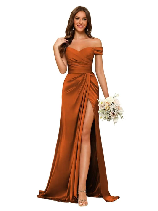 Elegant Orange Mermaid Bridesmaid Gown Plus Size 2025