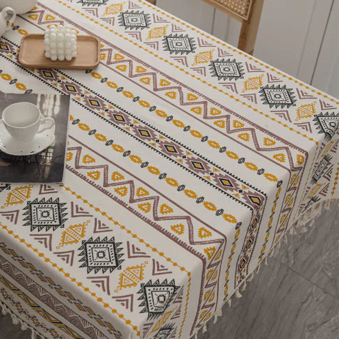 Boho Chic Cotton-Linen Tablecloth