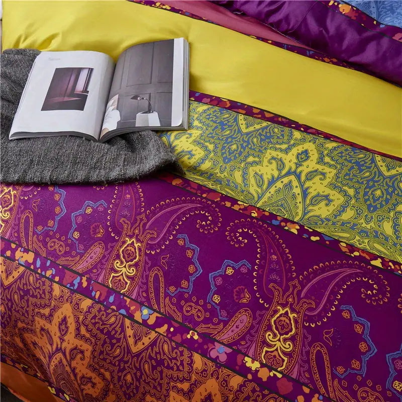 3-Piece Colorful Striped Boho Duvet Cover Set